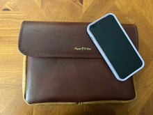 Load image into Gallery viewer, Leather Fold Over Bible Sleeve (Two Tone)