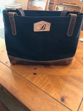 Load image into Gallery viewer, Black Leather/Canvas Tote Bag