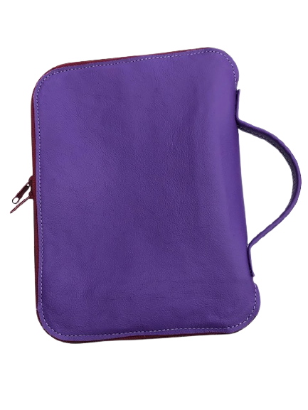 Grape Calfskin Leather Bible Carrying Case