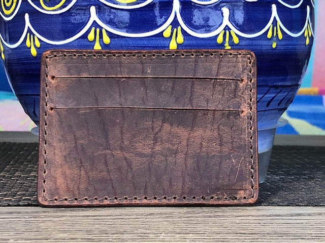 American Bison Leather 4 card minimalist wallet 